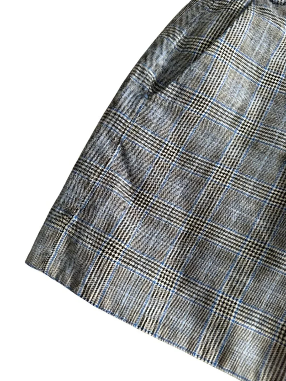 TIBI Gray Blue Plaid Wool Silk Blend Mini Skirt Size 6